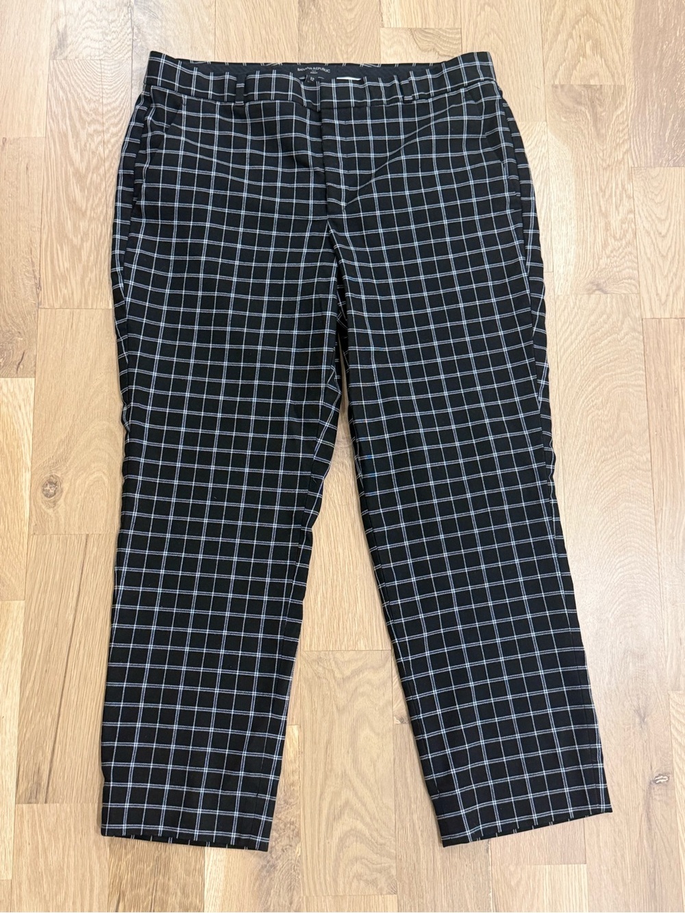 Banana Republic Black Plaid Ankle Length Dress Pants Size 12